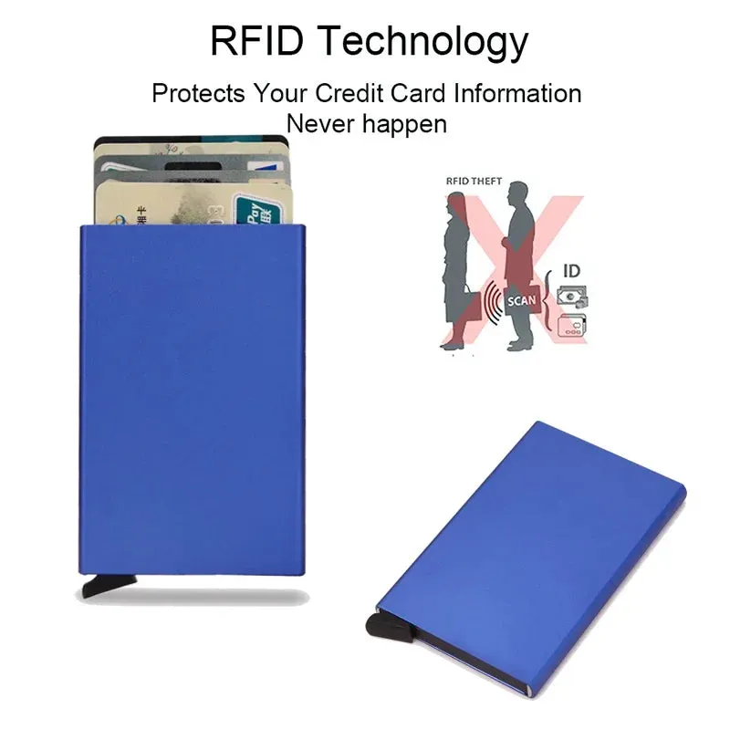 Slim RFID Metal Card Holder Wallet – Unisex Pop-Up Design