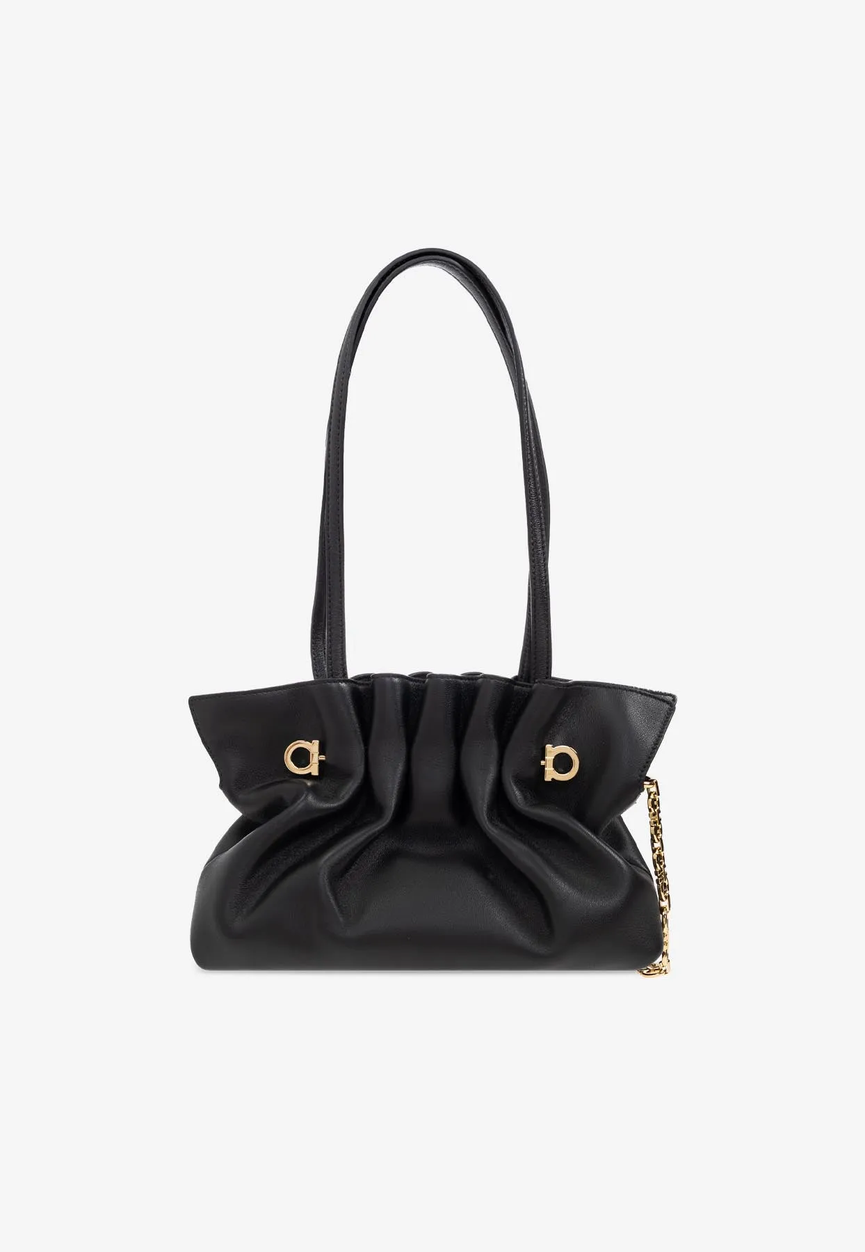 Small Pierc Gathered Leather Shoulder Bag
