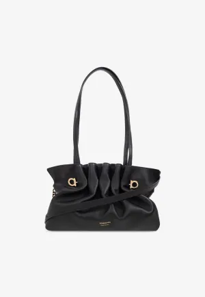 Small Pierc Gathered Leather Shoulder Bag