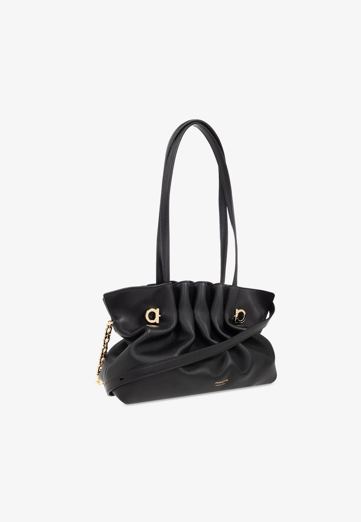 Small Pierc Gathered Leather Shoulder Bag