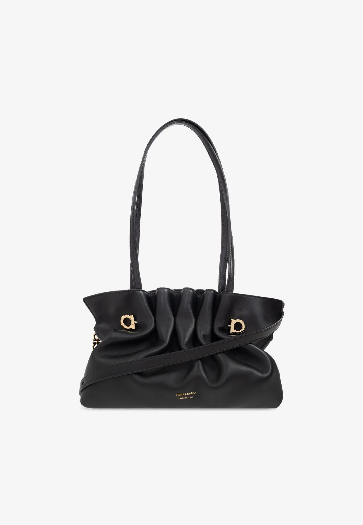 Small Pierc Gathered Leather Shoulder Bag