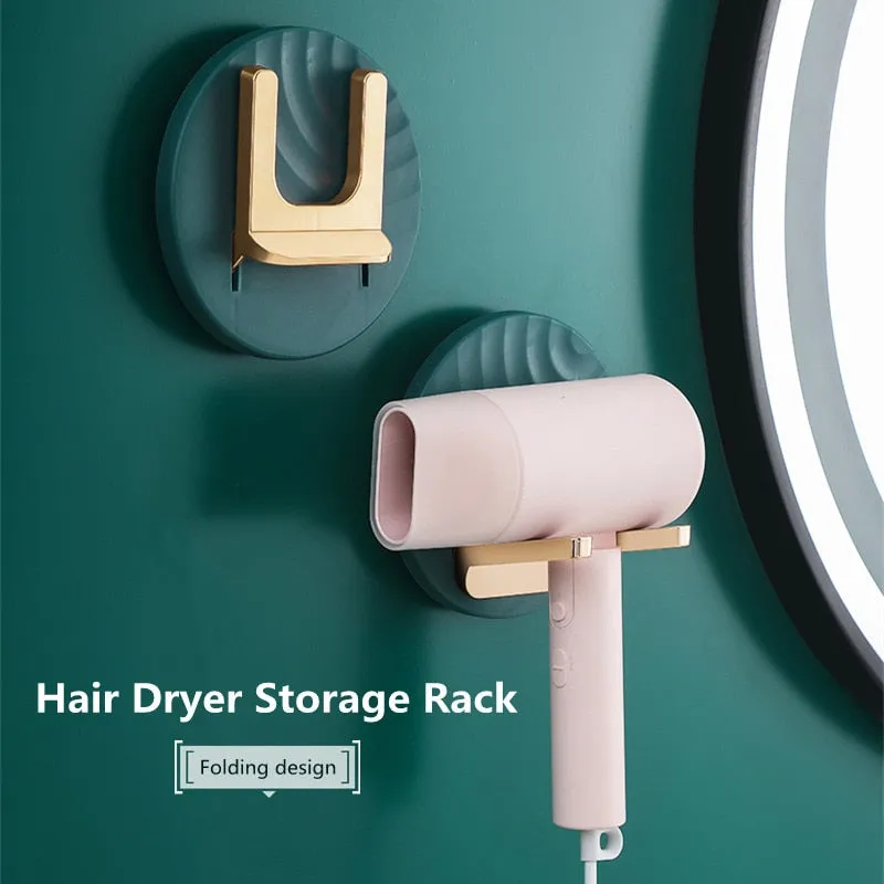 Smart Home Foldable Wall Mounted Hair Dryer Holder Organizer