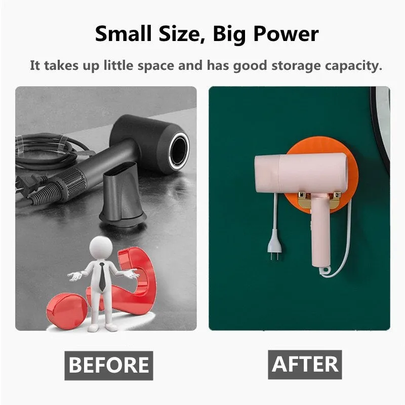 Smart Home Foldable Wall Mounted Hair Dryer Holder Organizer