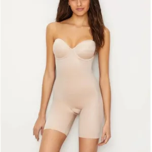 Spanx 10156 Suit Your Fancy Strapless Cupped Mid-Thigh Bodysuit Womens X-Large