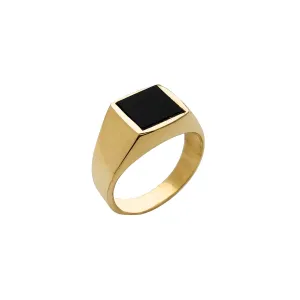 Square Black Onyx Signet Ring (14K)