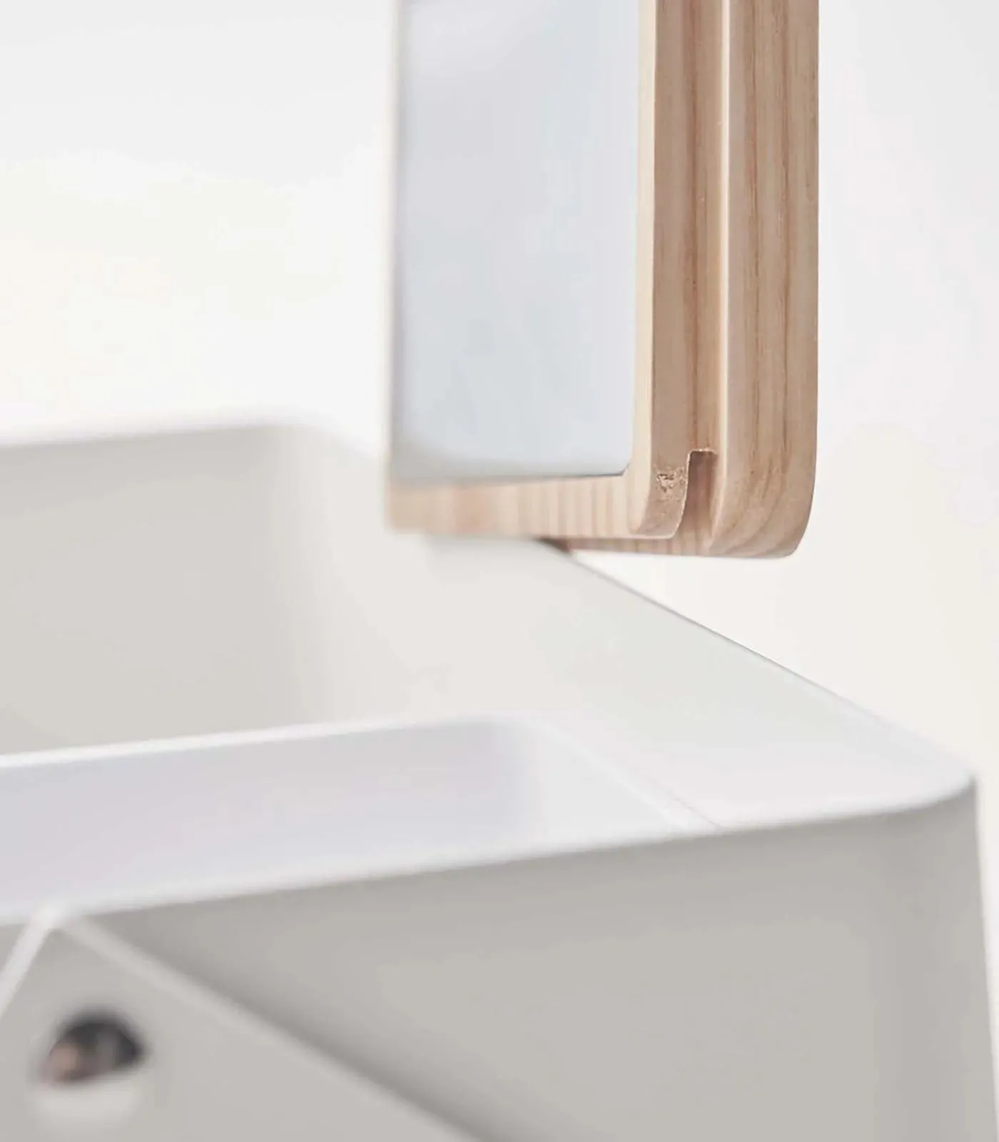 Steel   Wood Makeup Organizer with Mirror · Yamazaki Home