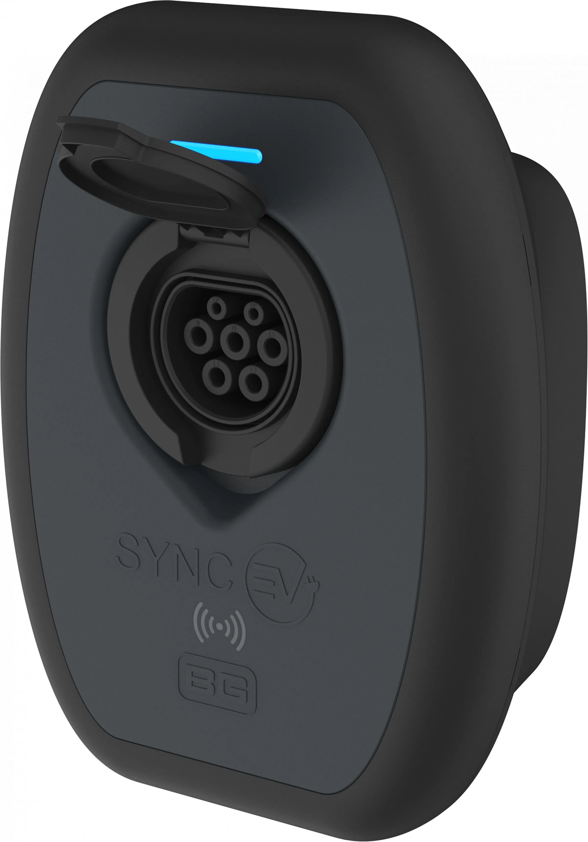 SyncEV BG EVS7GGR Domestic 7.4kW EV Car Charger Socket WiFi   GSM   RFID - Black