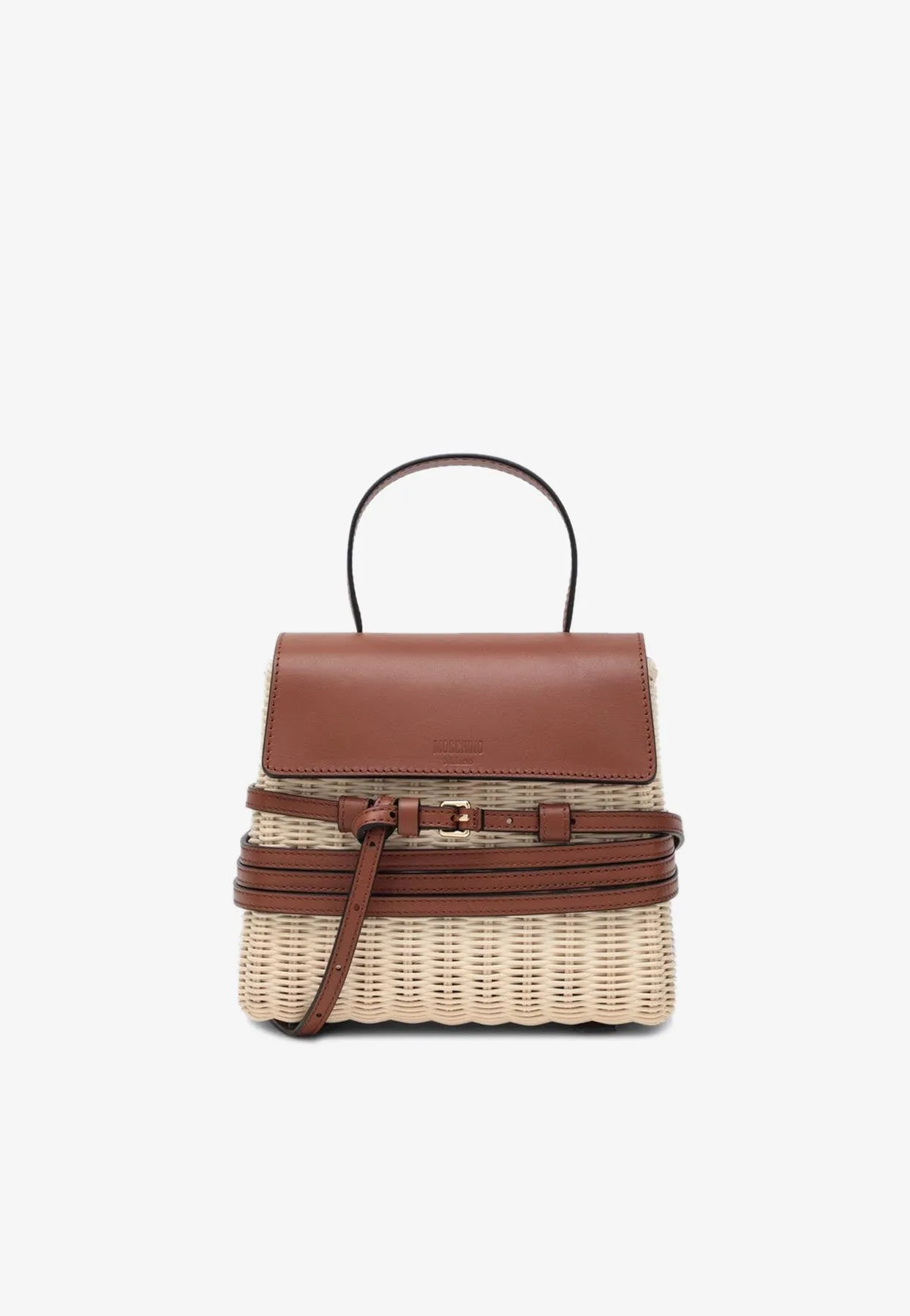 Tie Mie Raffia and Leather Top Handle Bag