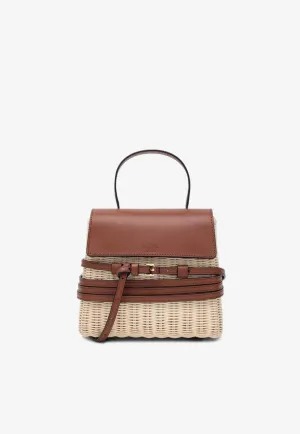 Tie Mie Raffia and Leather Top Handle Bag