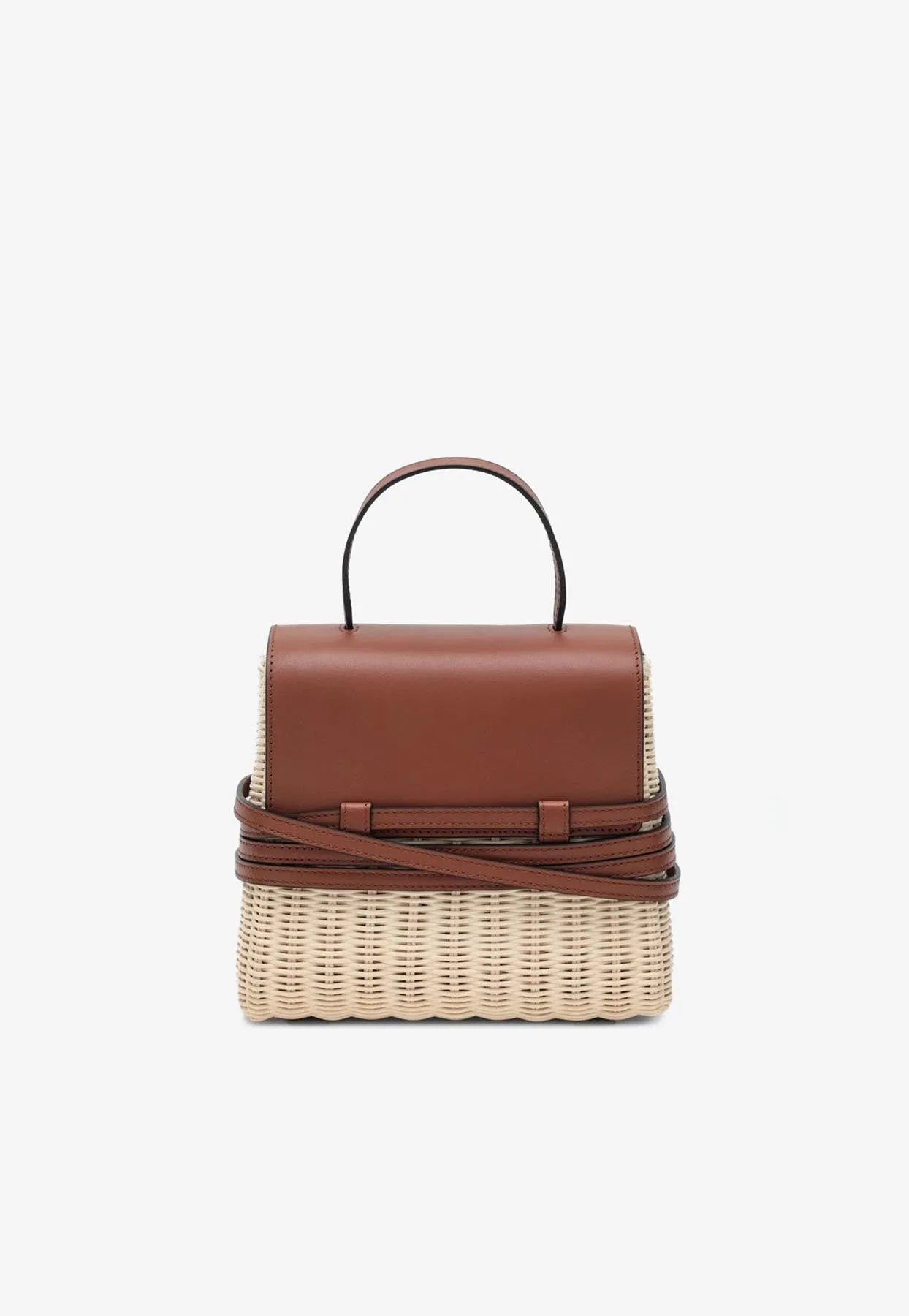 Tie Mie Raffia and Leather Top Handle Bag