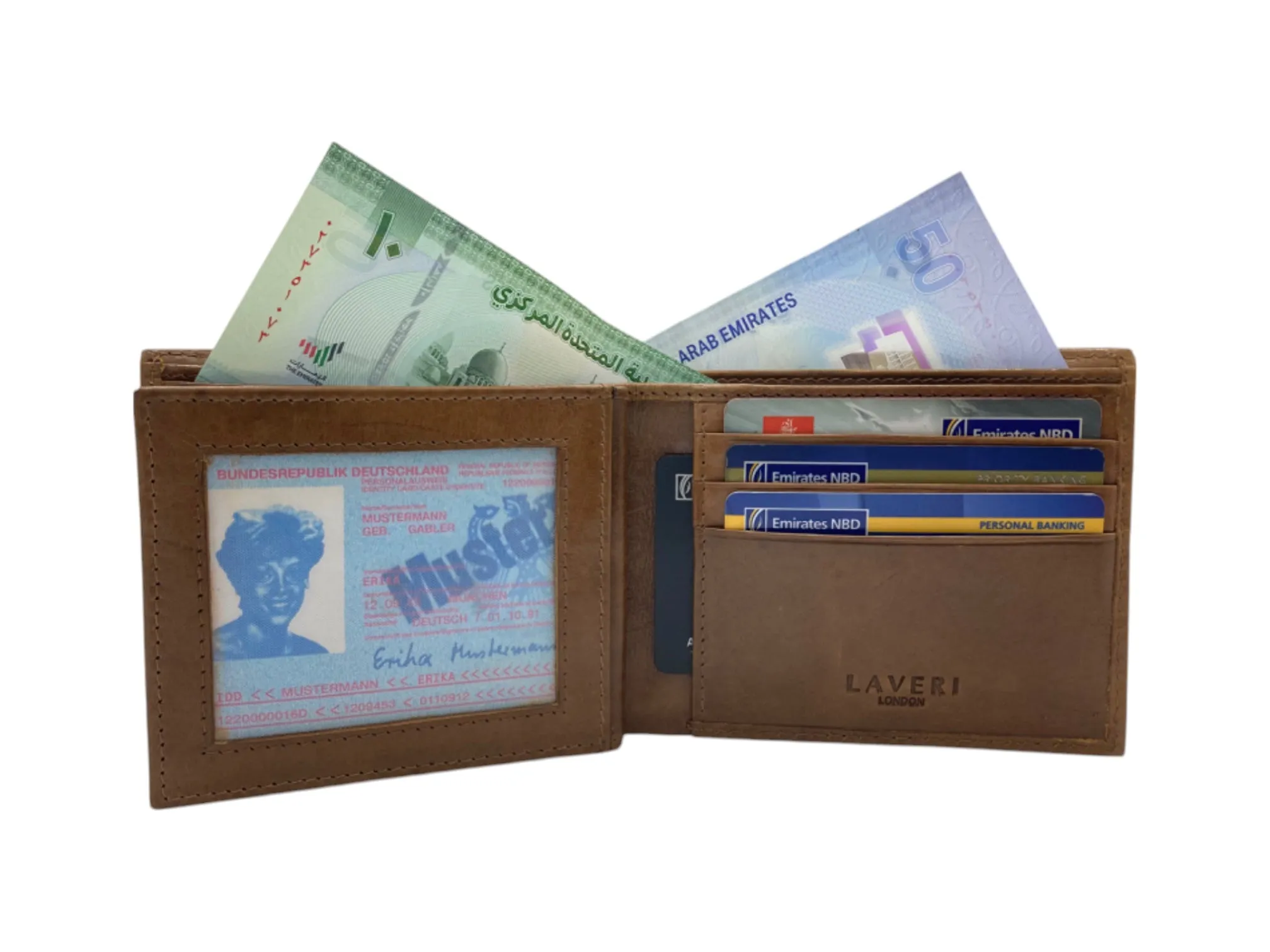 Top Grain Leather 2 Photo ID Billfold Wallet # 4277