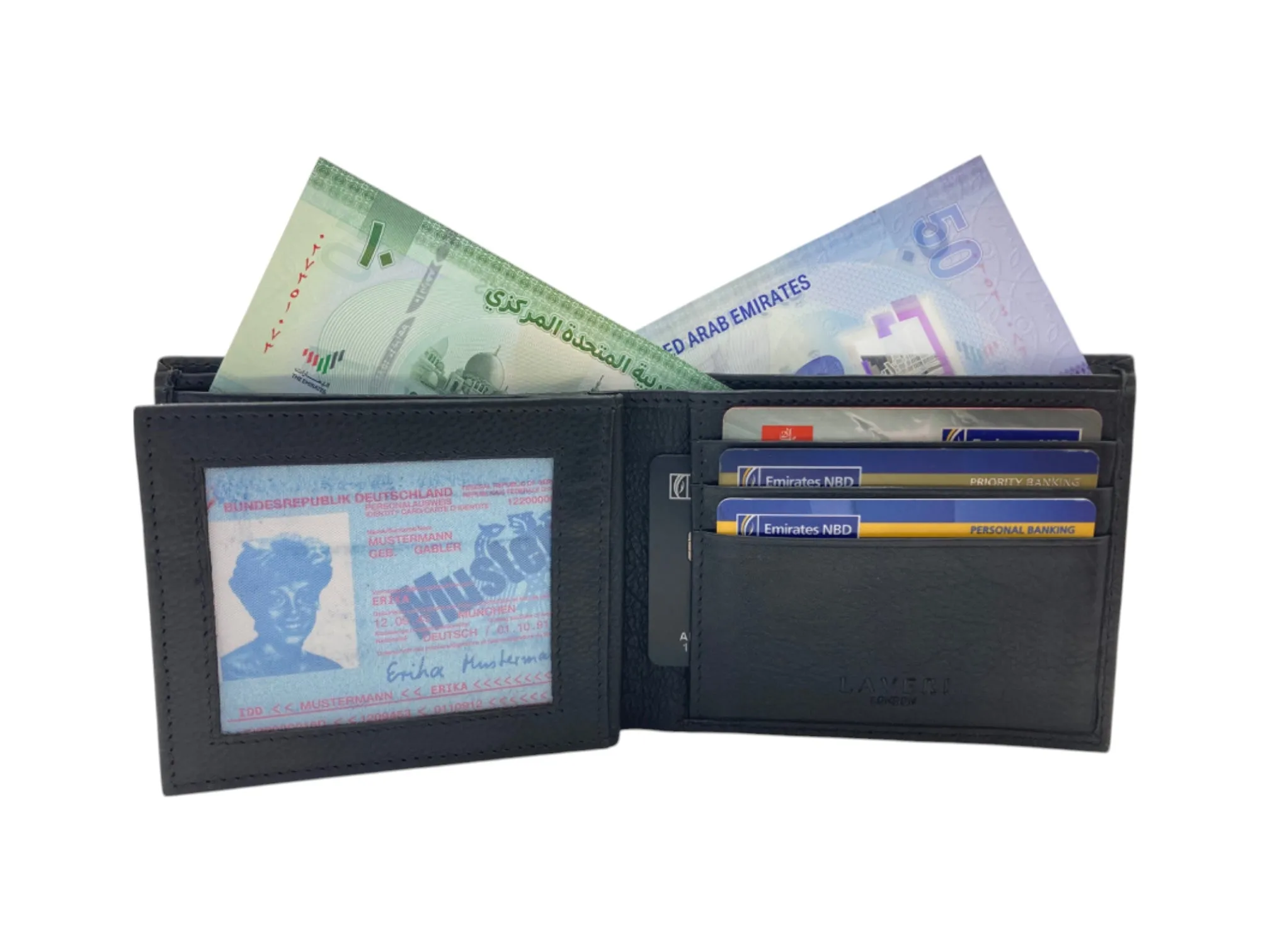 Top Grain Leather 2 Photo ID Billfold Wallet # 4277