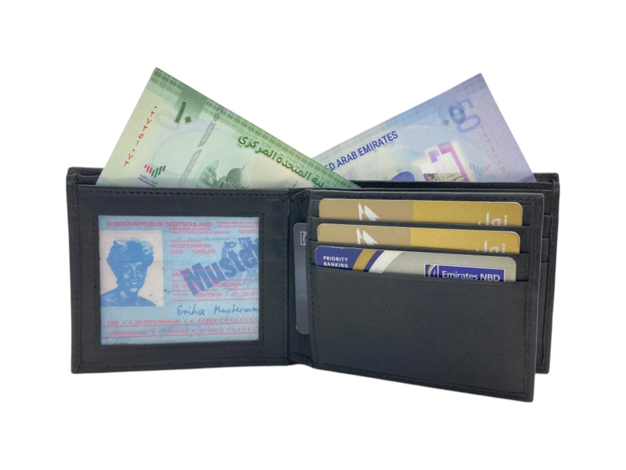 Top Grain Leather 2 Photo ID Billfold Wallet # 4277