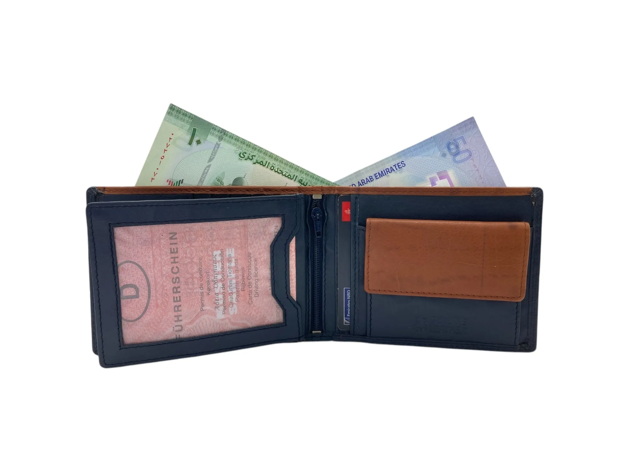 Top Grain Napa Leather Card & Coin Billfold Wallet # 1909