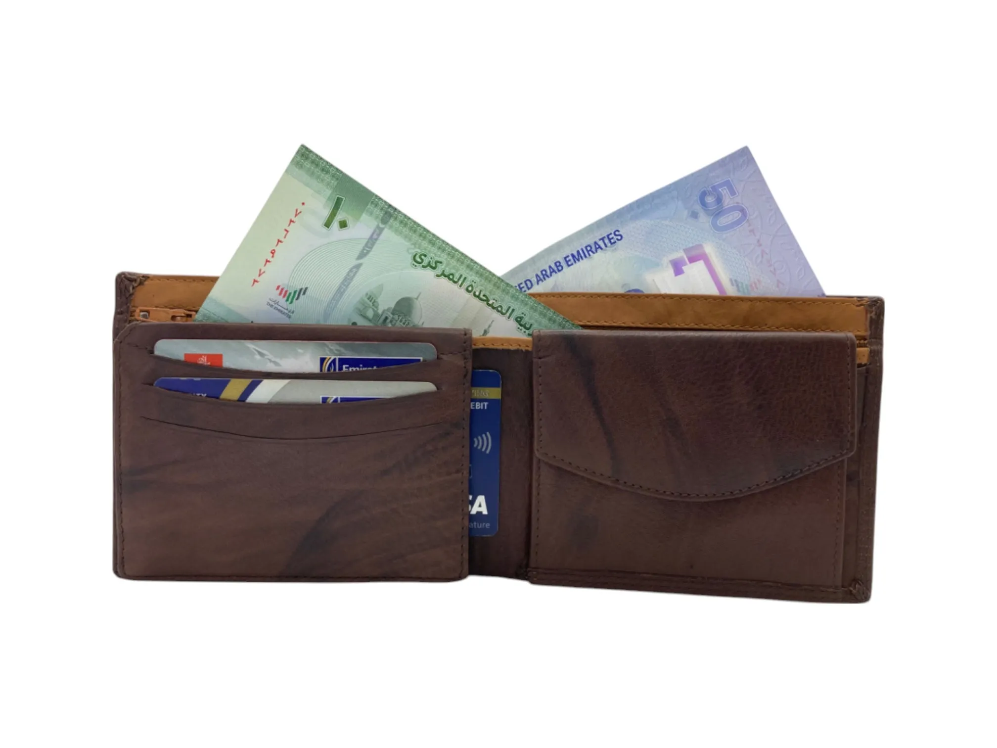 Top Grain Napa Leather Card & Coin Billfold Wallet # 665