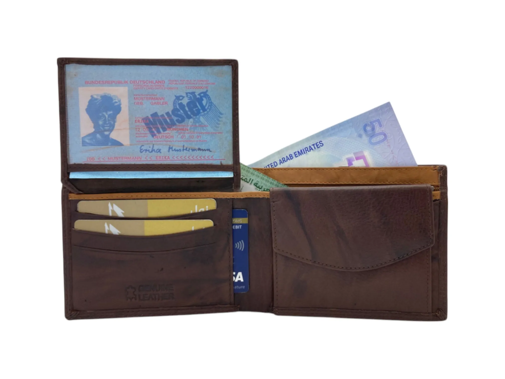 Top Grain Napa Leather Card & Coin Billfold Wallet # 665