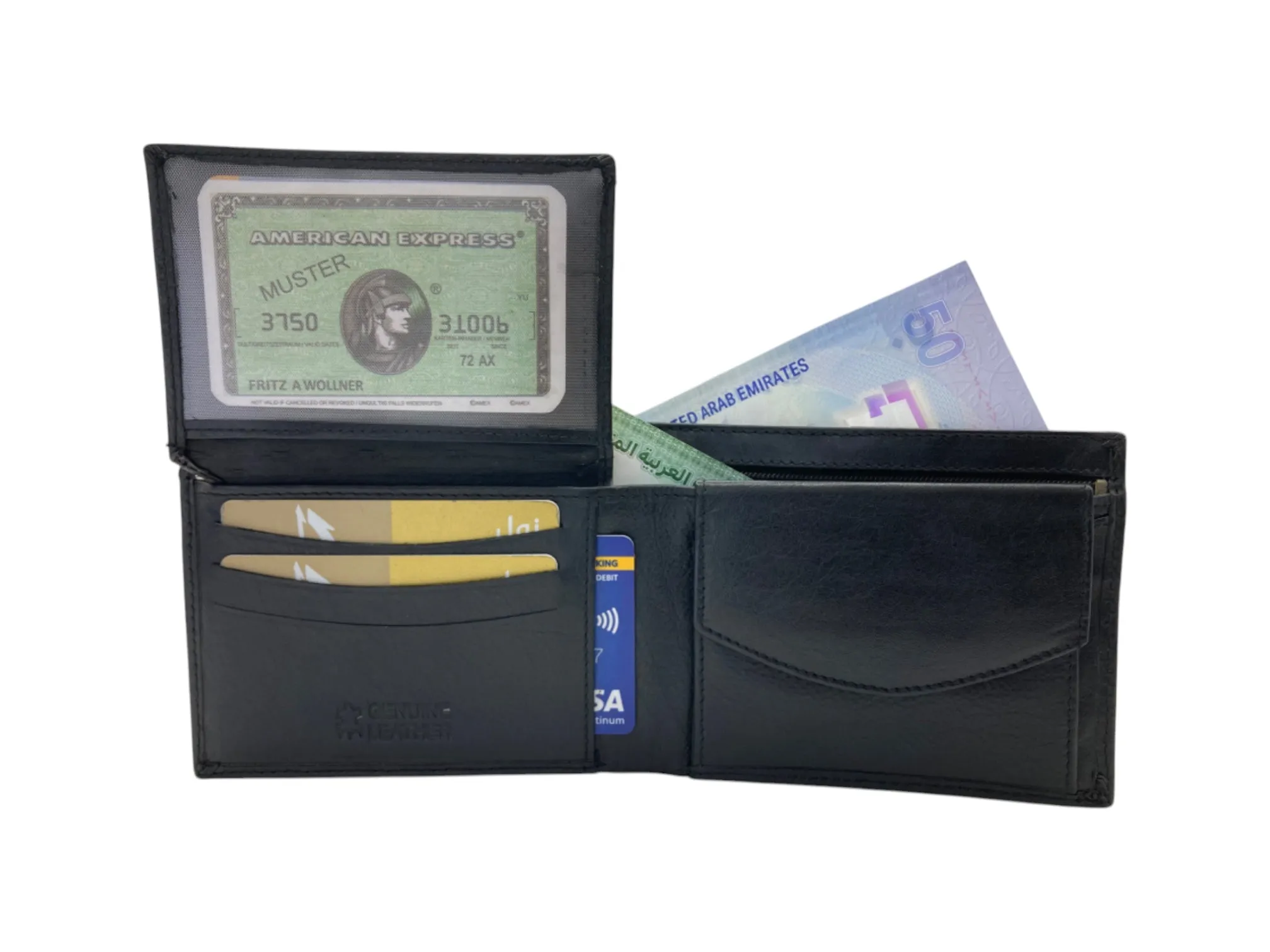 Top Grain Napa Leather Card & Coin Billfold Wallet # 665