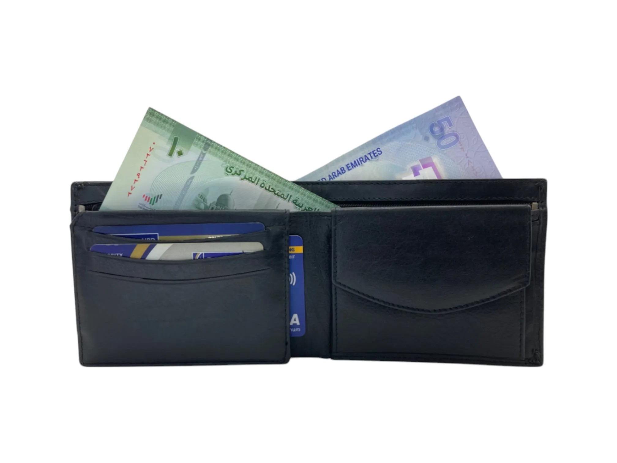 Top Grain Napa Leather Card & Coin Billfold Wallet # 665