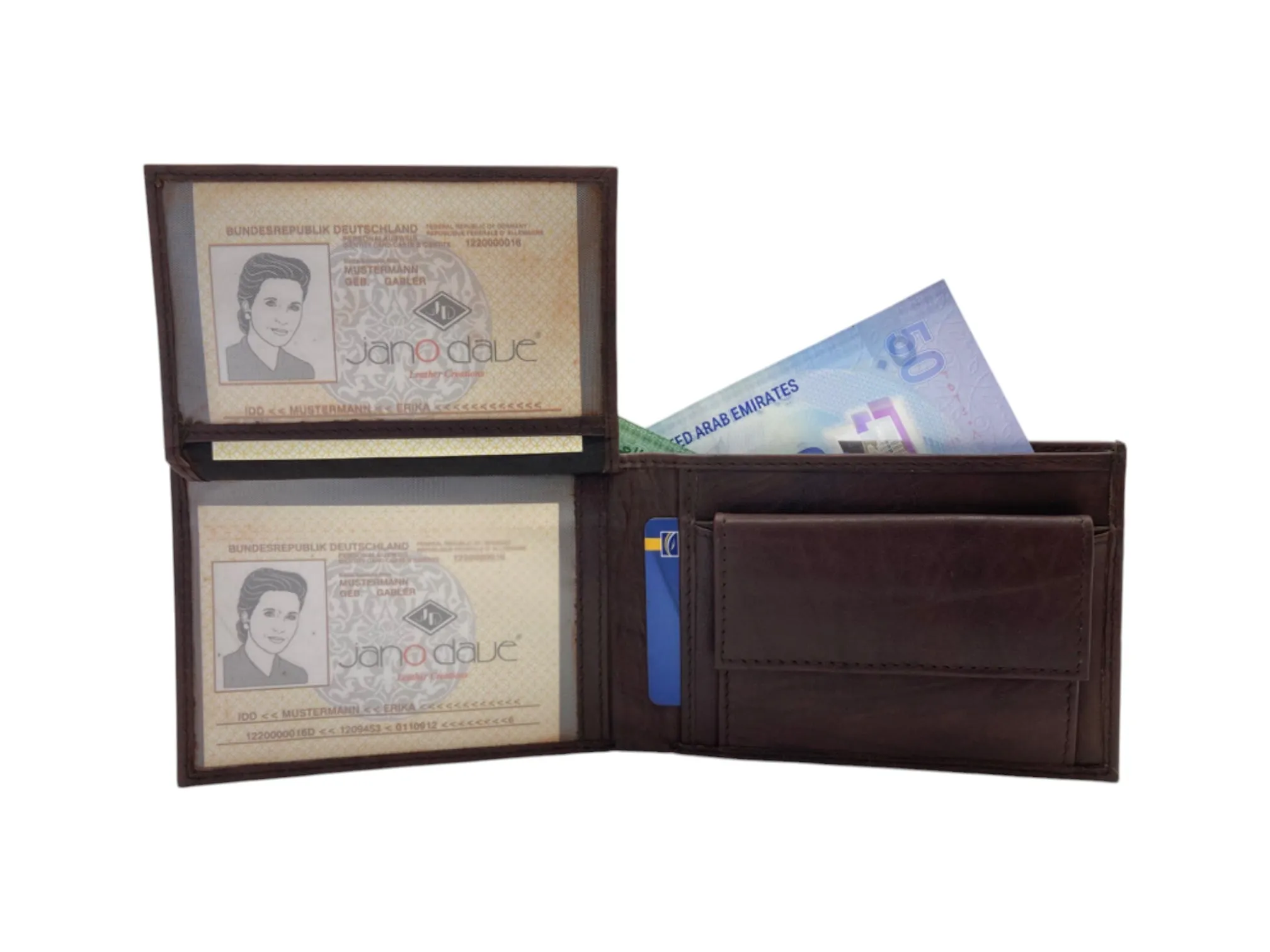 Top Grain Napa Leather Card & Coin Billfold Wallet # JD.1858