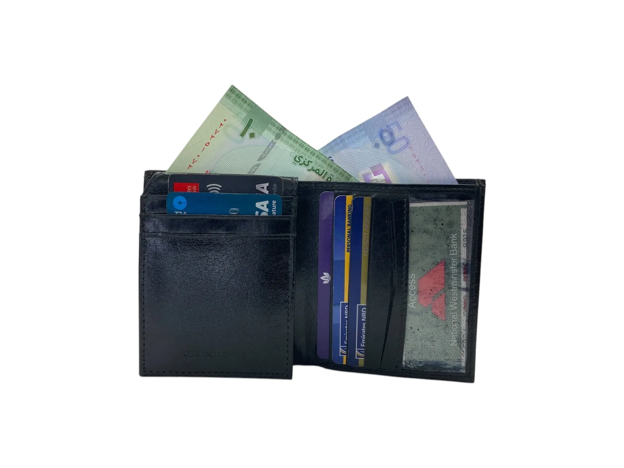 Top Grain Slim & Compact Leather  Billfold Wallet # 981