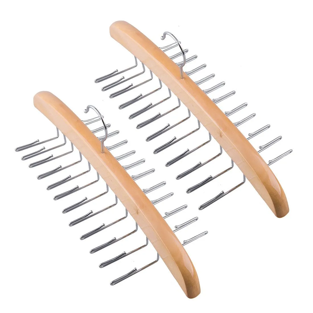 Tosnail Wooden Tie Hanger Rack Organizer - Each Holds 24 Ties - Pack 2