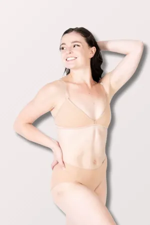 TotalSTRETCH Deep-V Convertible Bra with Clear Adjustable Straps - Nude