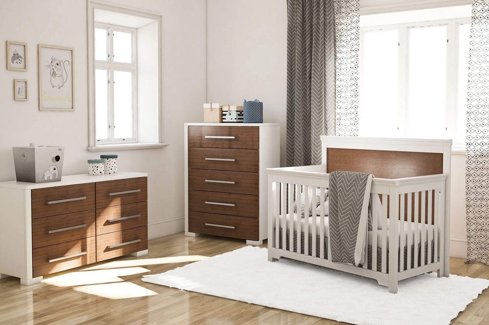 Trio collection joanna walnut and white