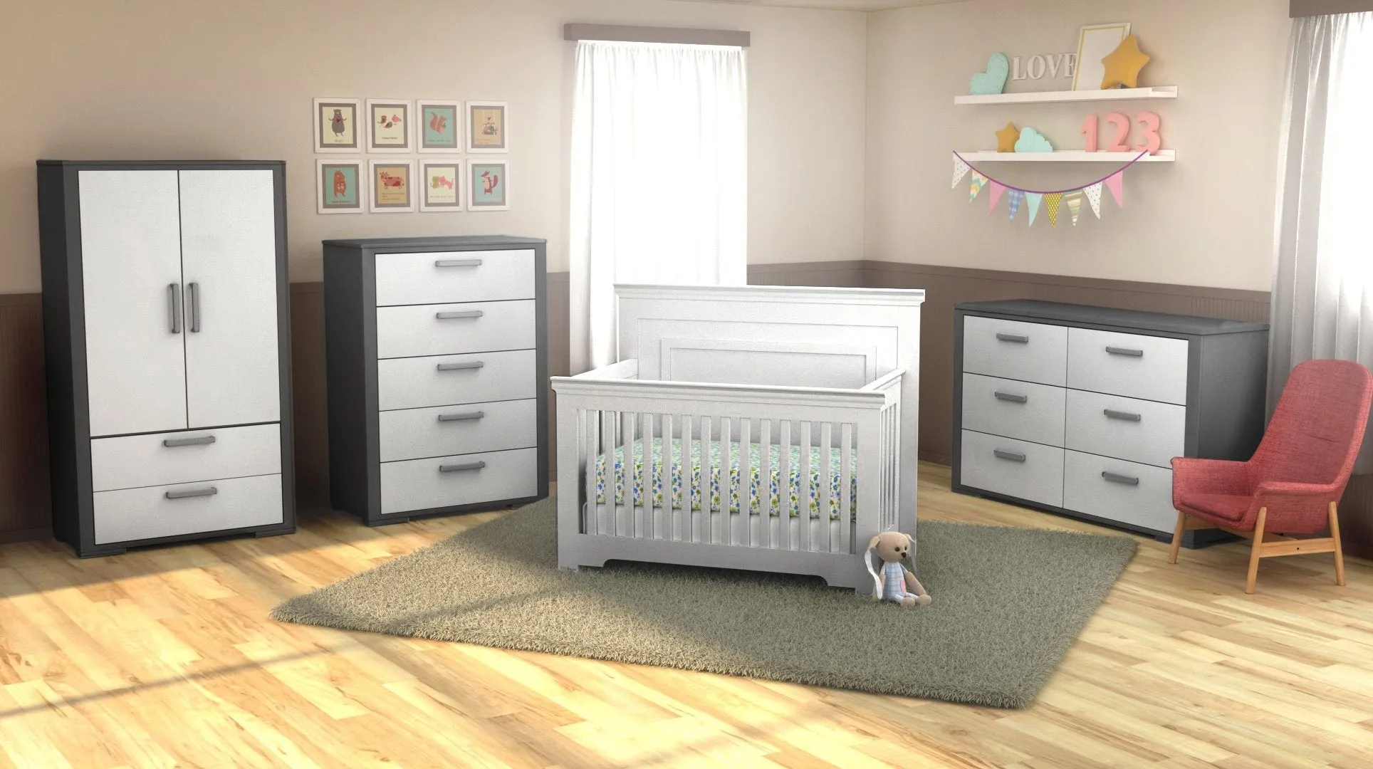 Trio collection karlstad dark gray and white