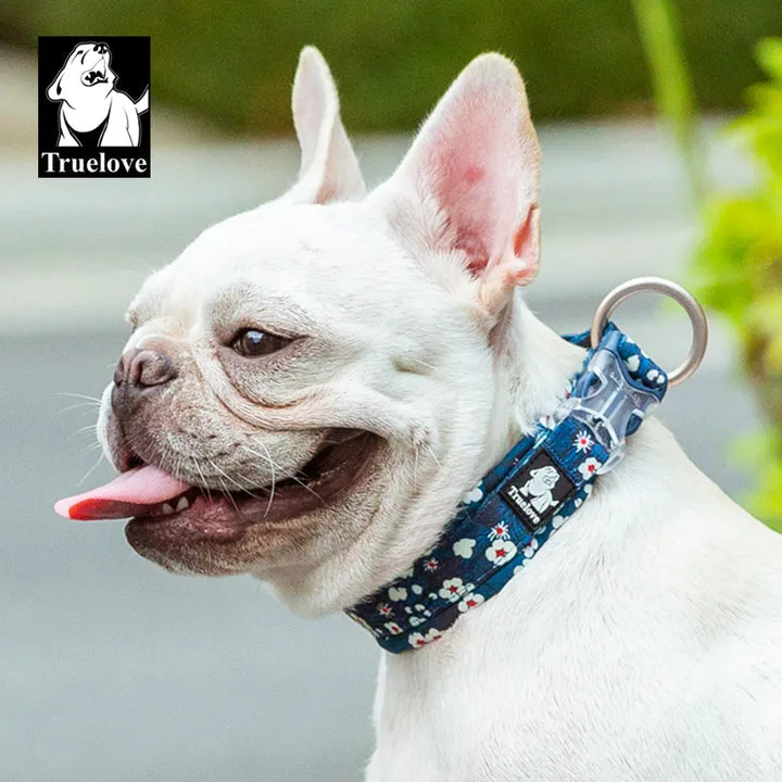 True Love Floral Dog Collar - Blue, 2XL