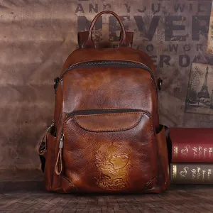 Tudor Women’s Embossed Leather Backpack for Work & Travel - One Size