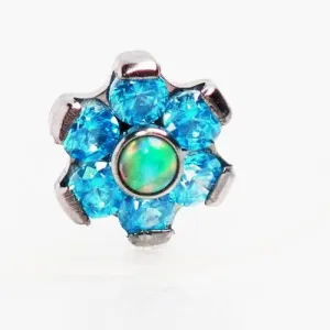 Turquoise CZ & Opal Flower Attachment 16g