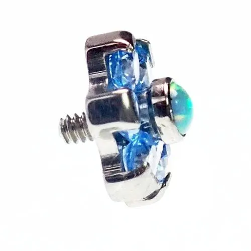 Turquoise CZ & Opal Flower Attachment 16g