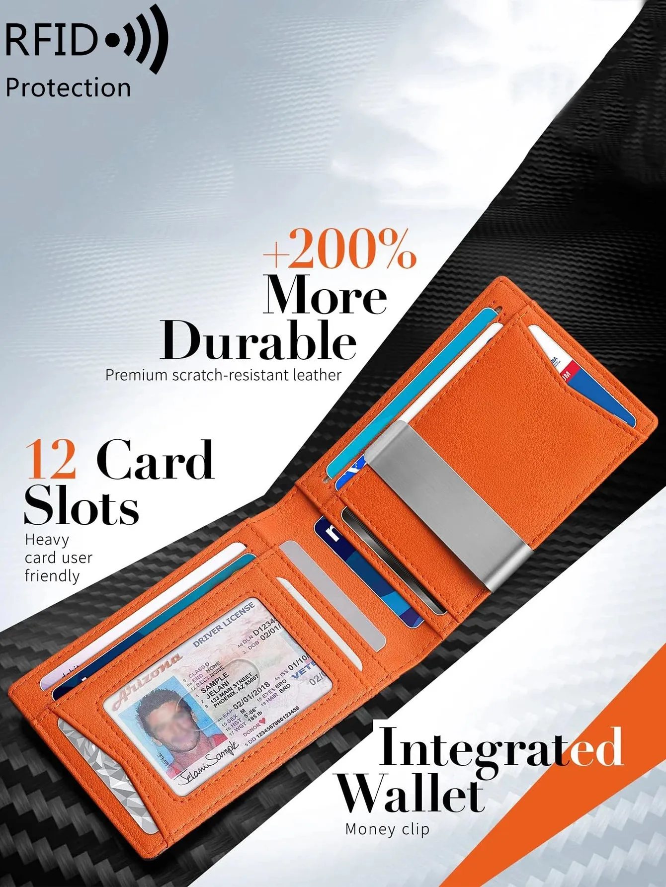 Ultra-thin RFID Blocking Men's Wallet 12-Card Minimalist Portable Holder