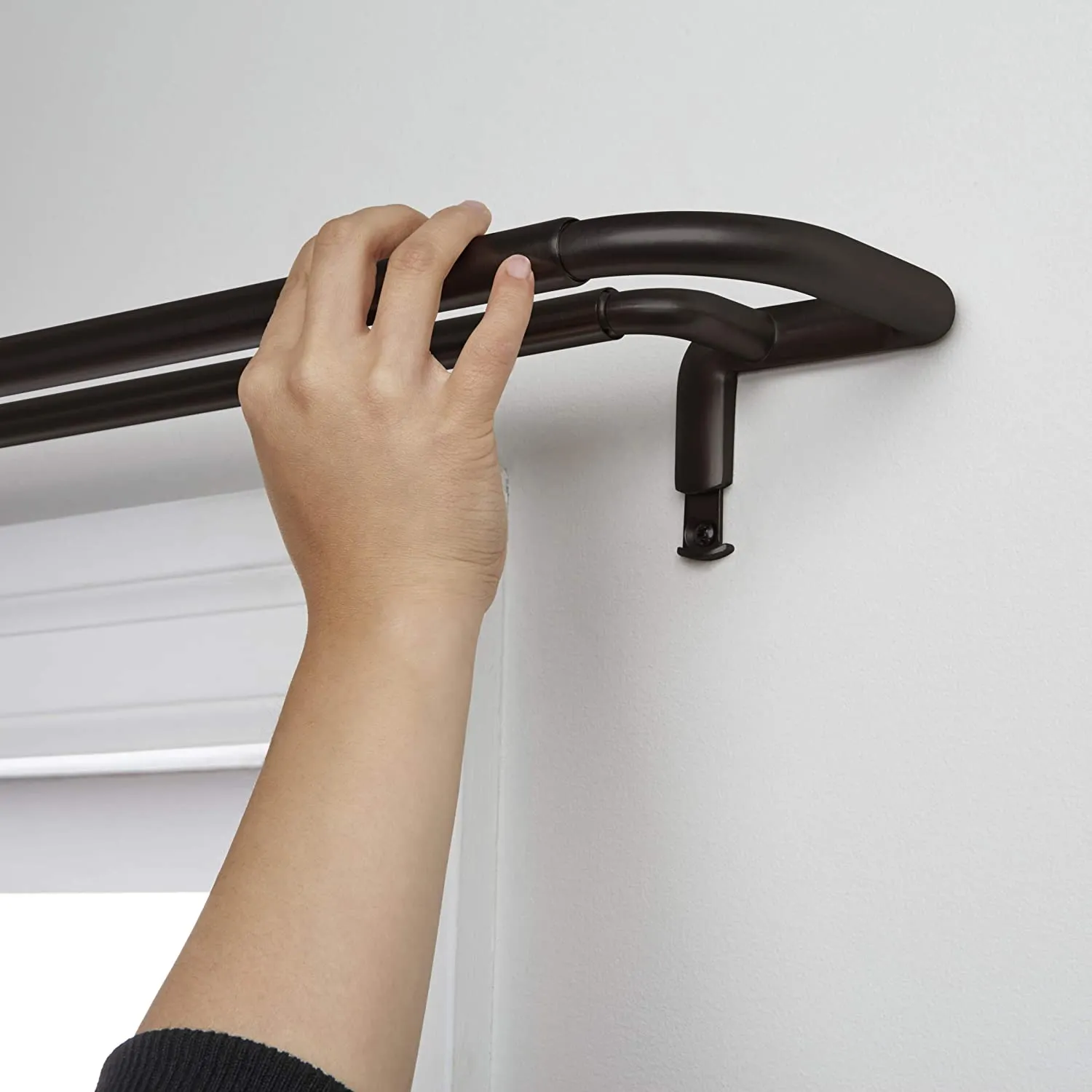 Umbra Twilight Double Black Out Window Curtain Rod – Wrap Around Adjustable Double Curtain Rod for Blackout Curtains, 88” - 144", Dark Bronze!