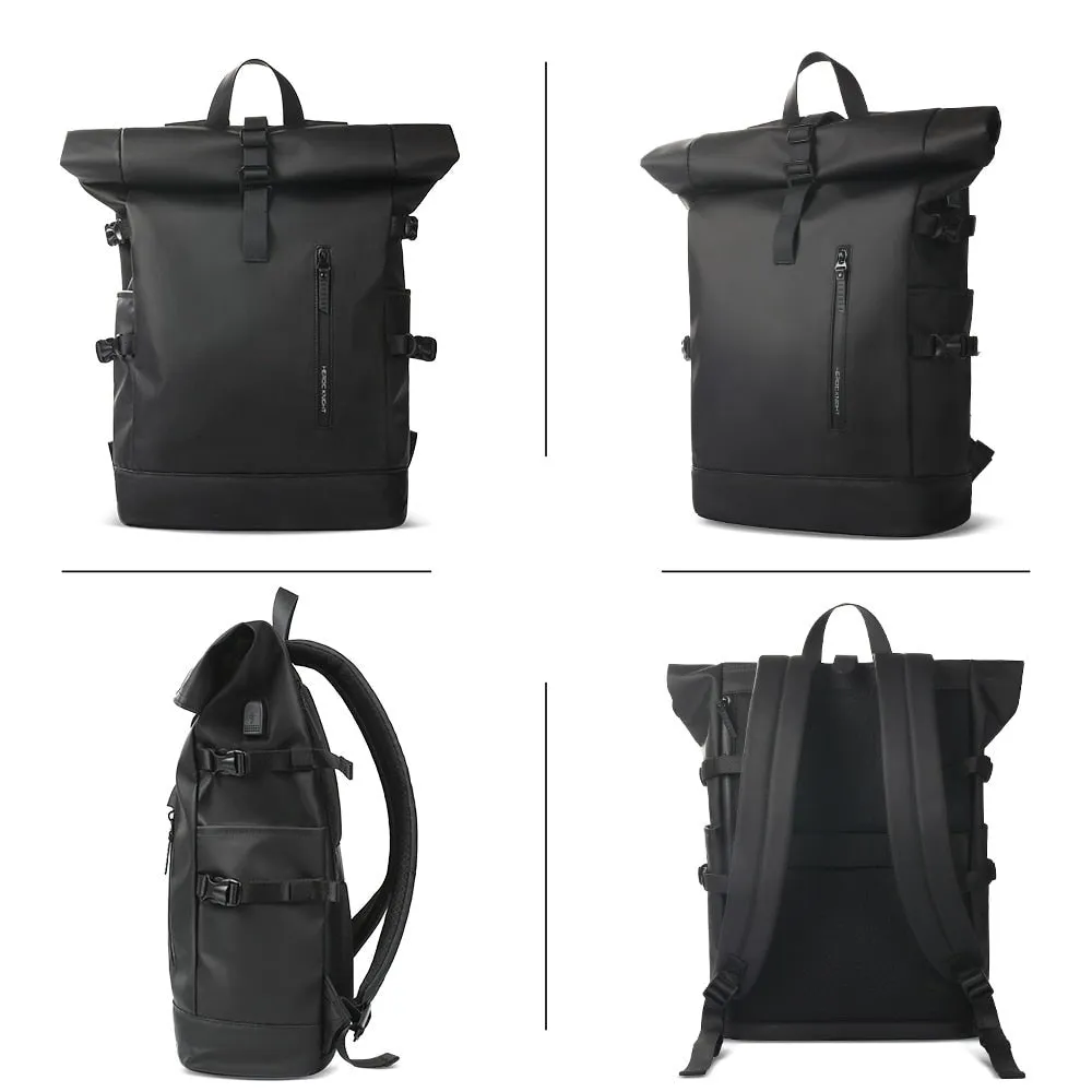 VenturePro Waterproof Roll Top Smart Backpack - Black Oxford - 15 inches