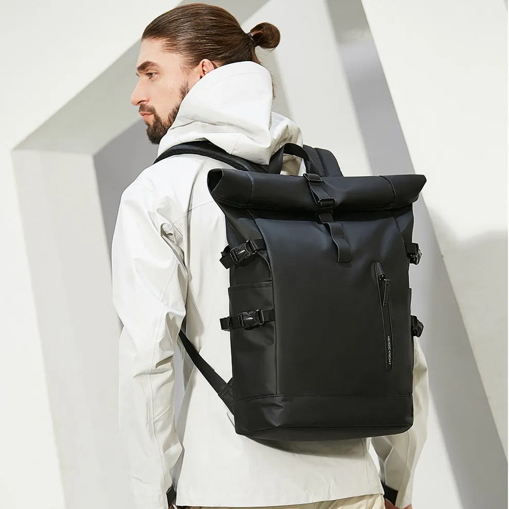 VenturePro Waterproof Roll Top Smart Backpack - Black Oxford - 15 inches