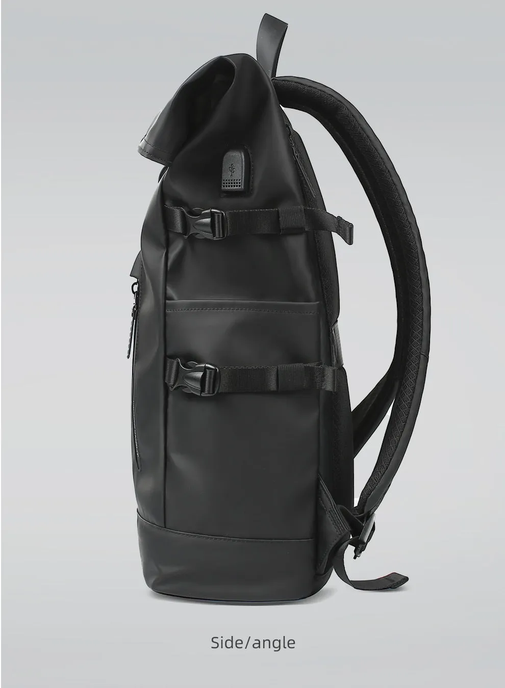 VenturePro Waterproof Roll Top Smart Backpack - Black Oxford - 15 inches