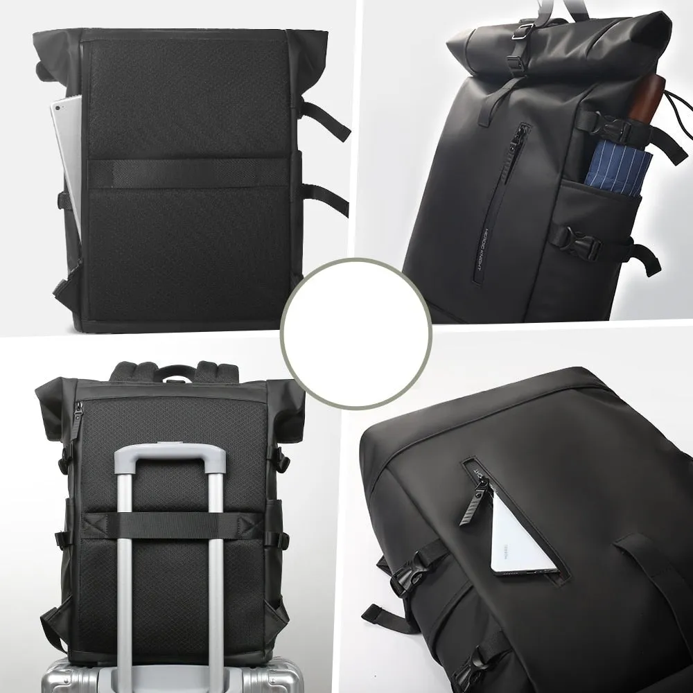 VenturePro Waterproof Roll Top Smart Backpack - Black Oxford - 15 inches