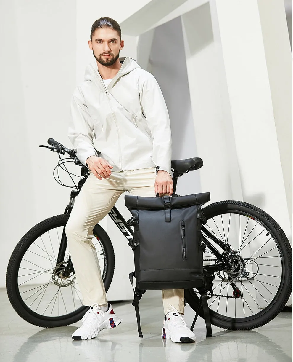 VenturePro Waterproof Roll Top Smart Backpack - Black Oxford - 15 inches