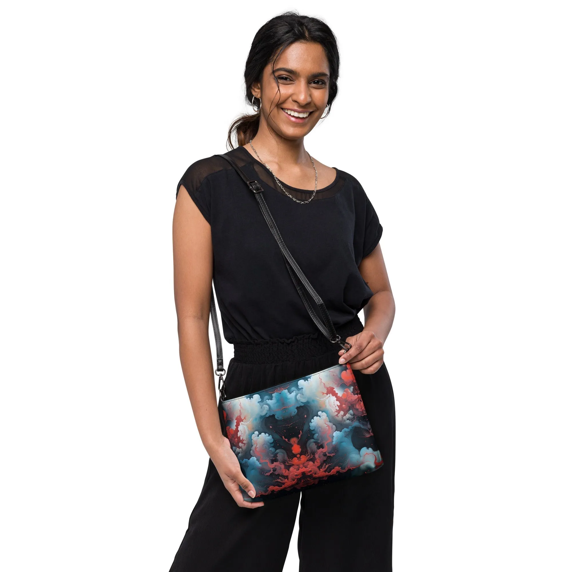 Versatile Crossbody Bag Ethereal Crimson Flow - Light