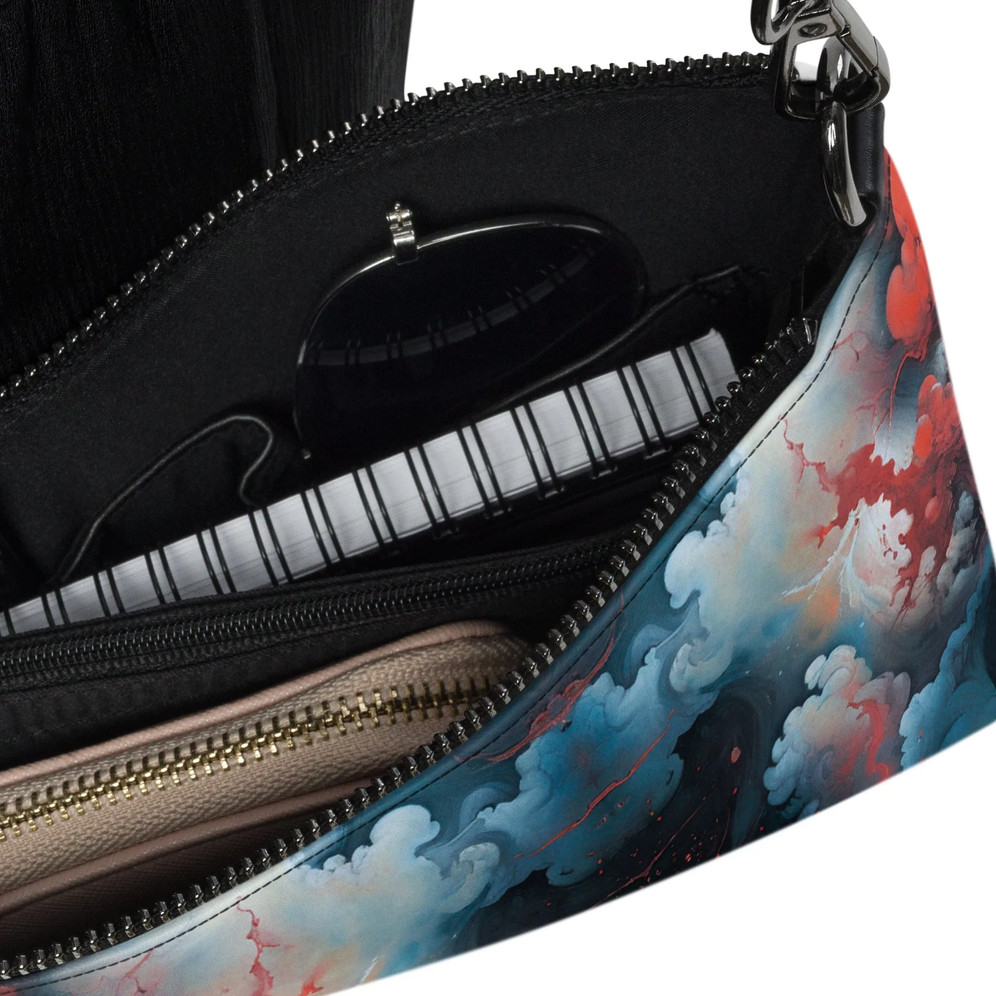Versatile Crossbody Bag Ethereal Crimson Flow - Light