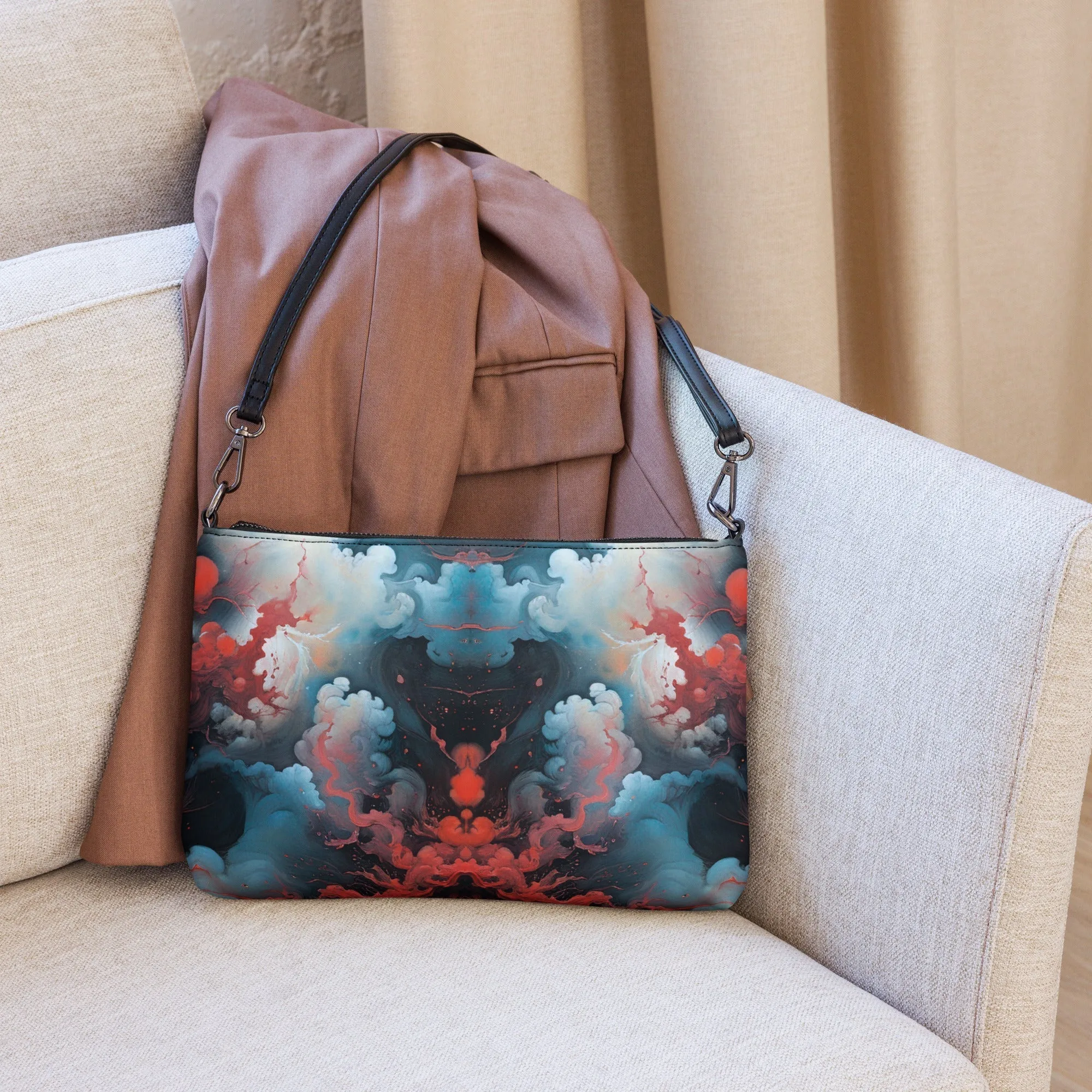 Versatile Crossbody Bag Ethereal Crimson Flow - Light
