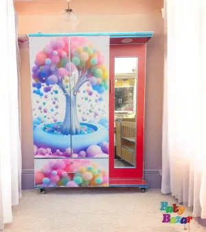 Vibrant Rainbow Tree Design Kids Wardrobe with Mirror 5ft Height x 4ft Width