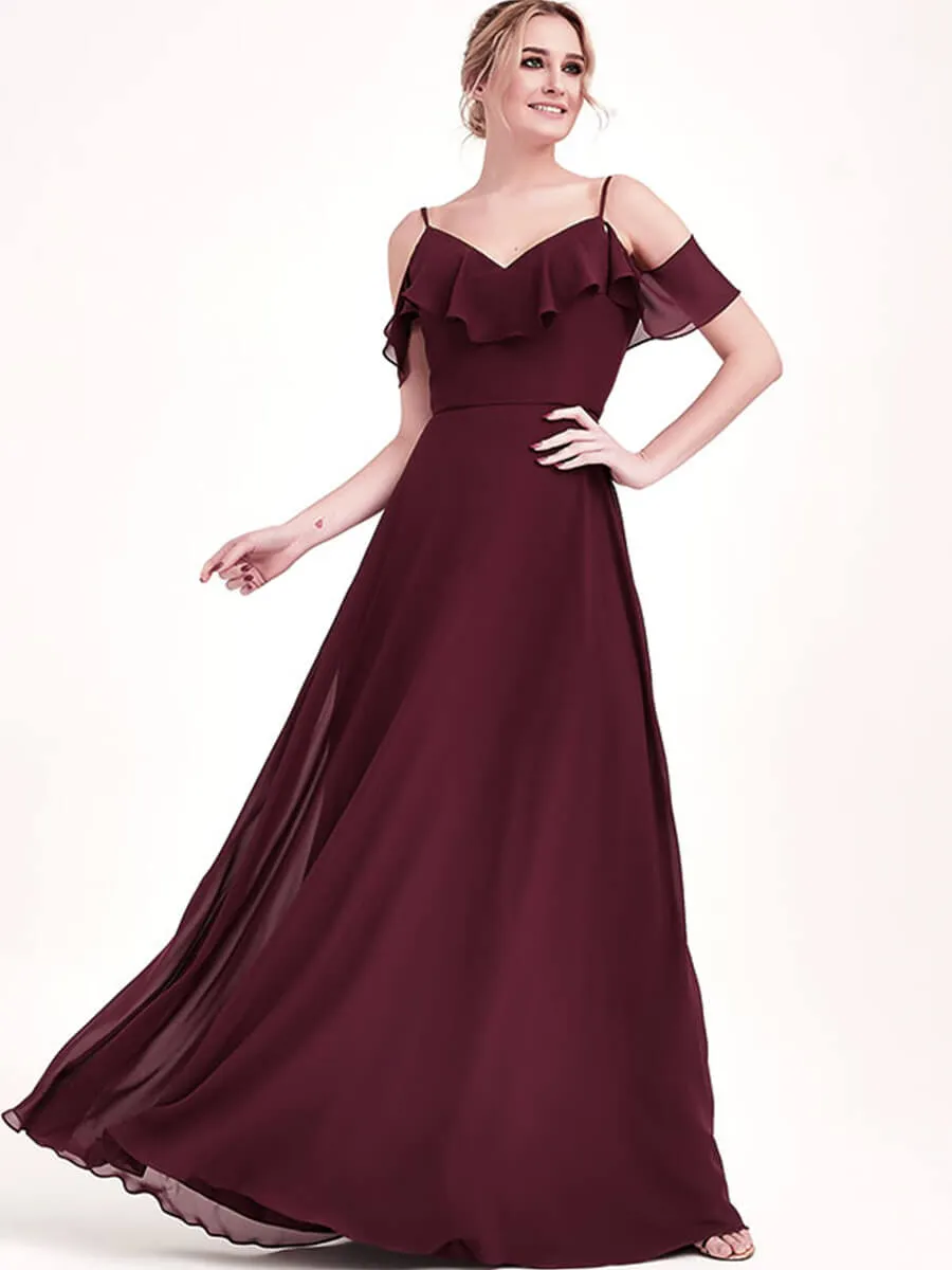Vintage Mauve Chiffon Convertible Bridesmaid Maxi Gown with Sleeve