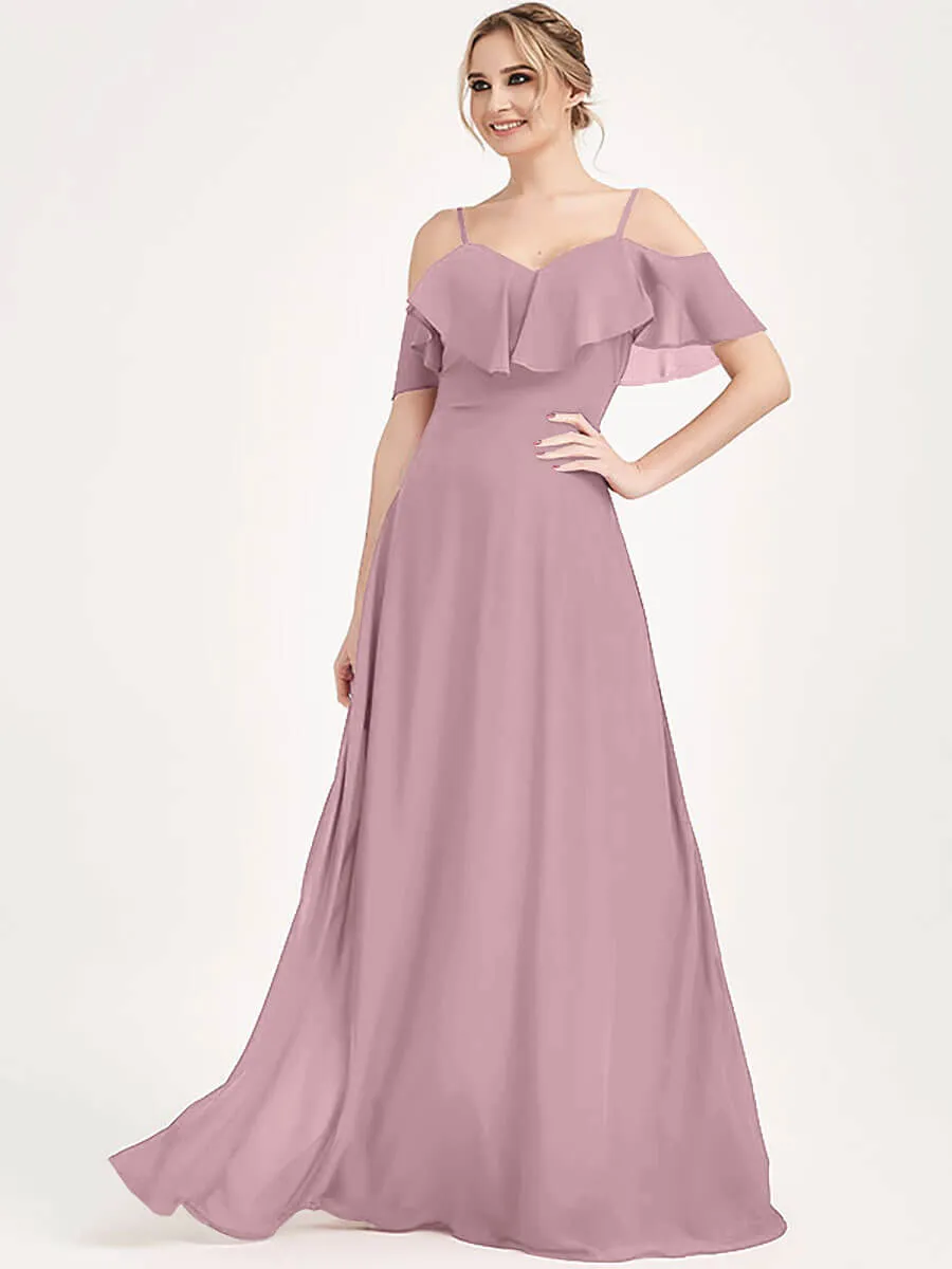 Vintage Mauve Chiffon Convertible Bridesmaid Maxi Gown with Sleeve