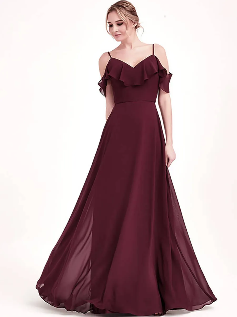 Vintage Mauve Chiffon Convertible Bridesmaid Maxi Gown with Sleeve
