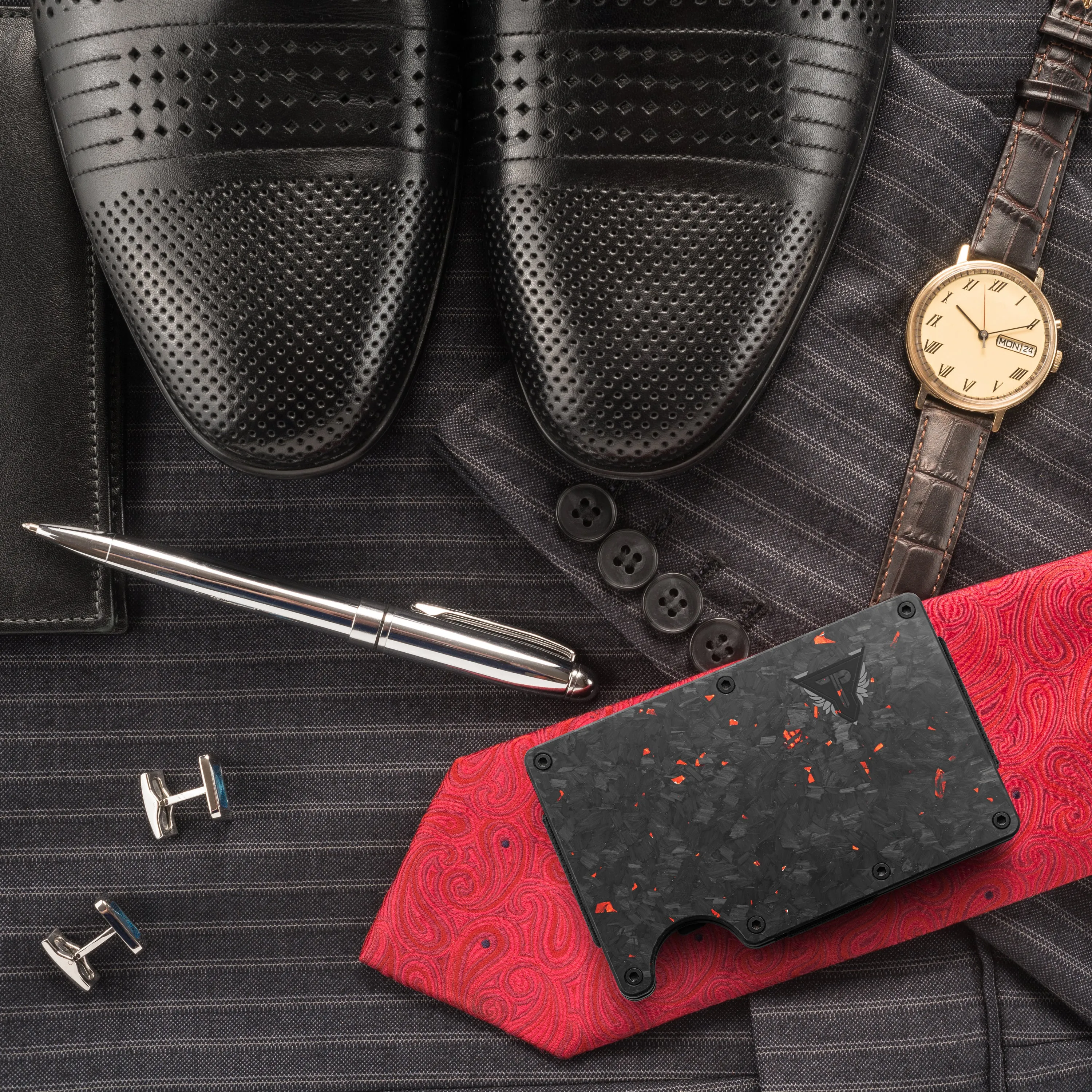 Wallet - Carbon Fiber   Fire Red