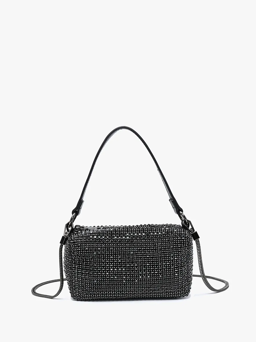 Waylay Rhinestone Satchel/Crossbody w/ Chain