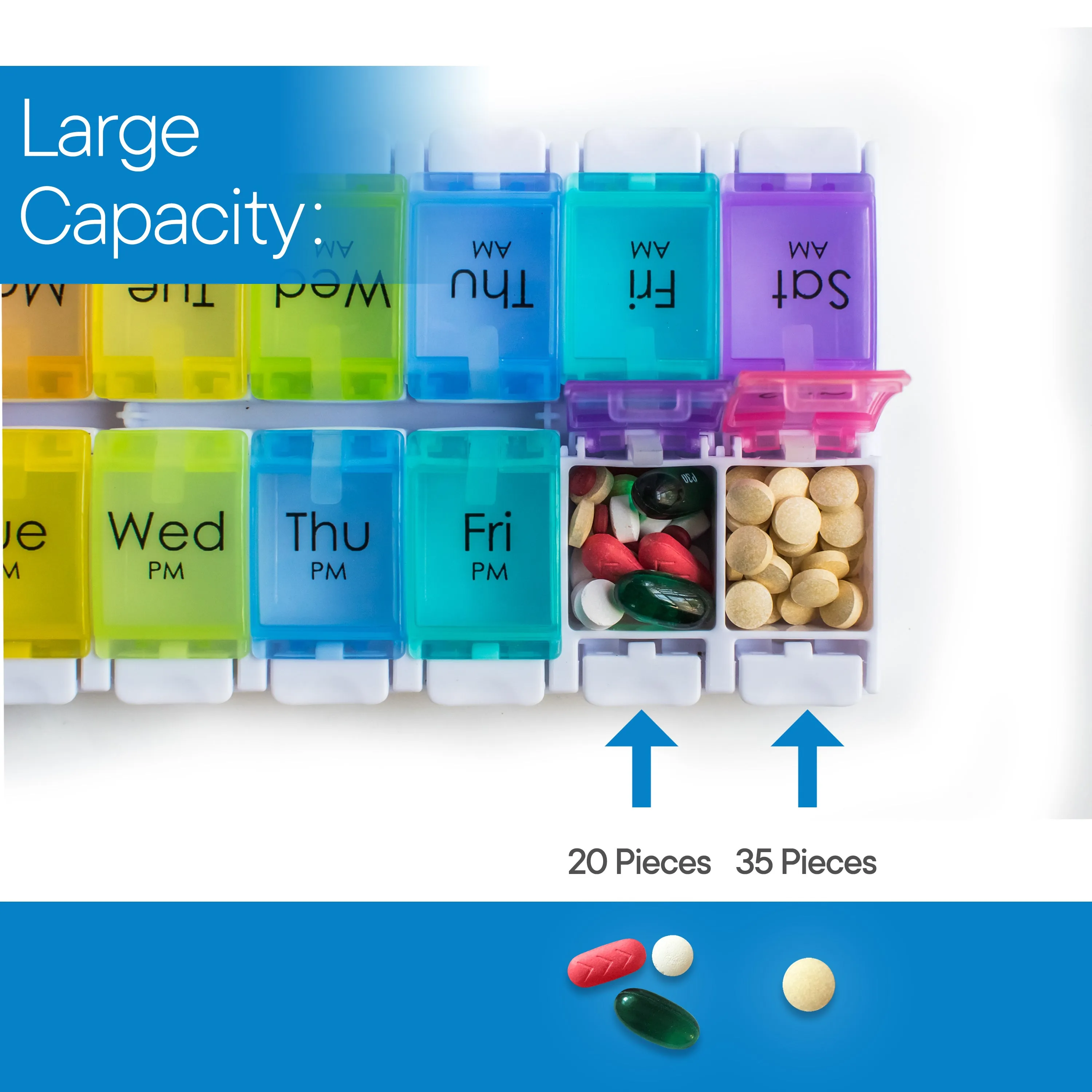 Weekly Pill Organizer and Medicine Reminder