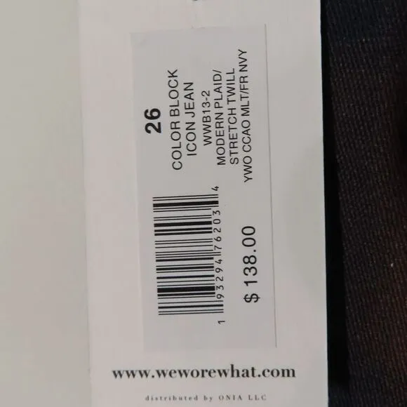 WeWoreWhat Modern Plaid Stretch Twill Brown &amp; Navy Color Block Icon Jean 26
